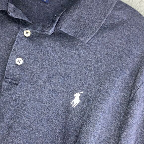 Polo by Ralph Lauren Custom slim fit Dark Blue Polo Shirt Mens Large 744 - Picture 2 of 9